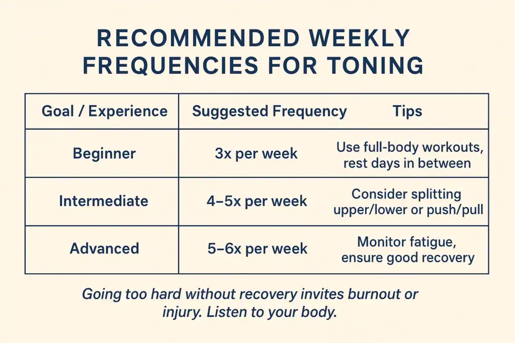 Achieving the Perfect Tone: How Often Should You Exercise for Results? 2 Graphic to show how often you should do exercise to help with toning East Kilbride