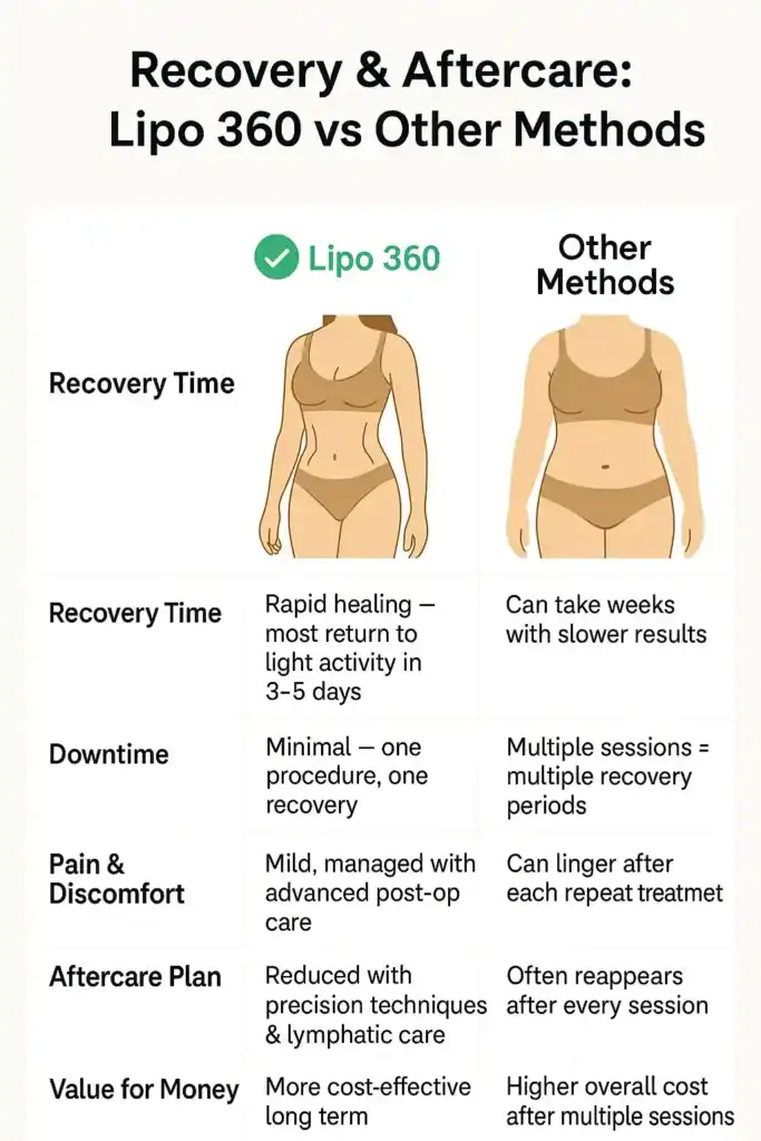 Recovery and Aftercare for Fat-Dissolving Surgery 2 Table to show fat dissolving injection aftercare East Kilbride