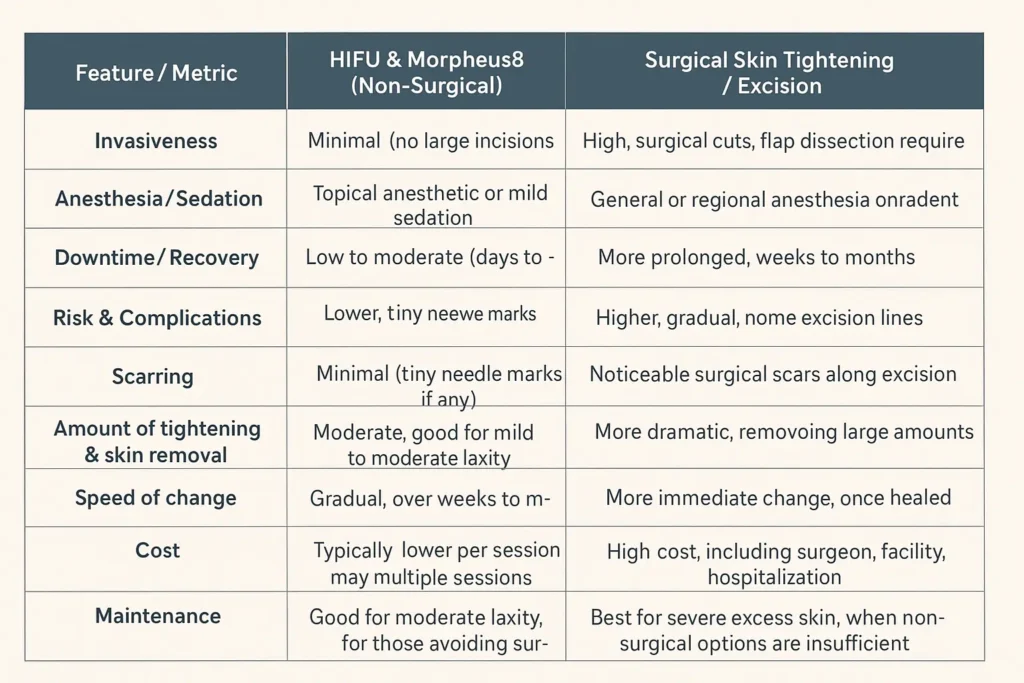 The Science of Skin Tightening 2 Table of skin tightening East Kilbride benefits compared to surgical options